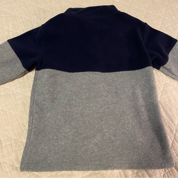 𝅺children’s Place Fleece Pullover Quarter Zip Navy Gray - Picture 2 of 6